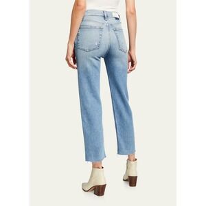 Re/Done 70s Stove Pipe High Rise Raw Hem Jeans Blue Womens 26